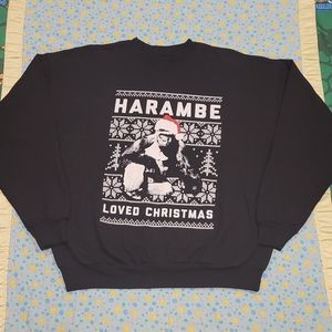 🦍 Harambe 🎄❤️ Christmas Sweater ❄️ Sweatshirt Large 🎅 Gorilla Animal Monkey